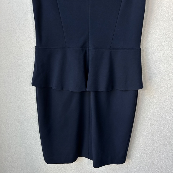 Lafayette 148 size 14 ponte knit peplum sheath dress navy short sleeve midi - Picture 8 of 11